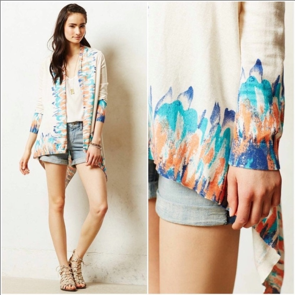 Anthro Guinevere Waterfall Drape Cardigan Sweater